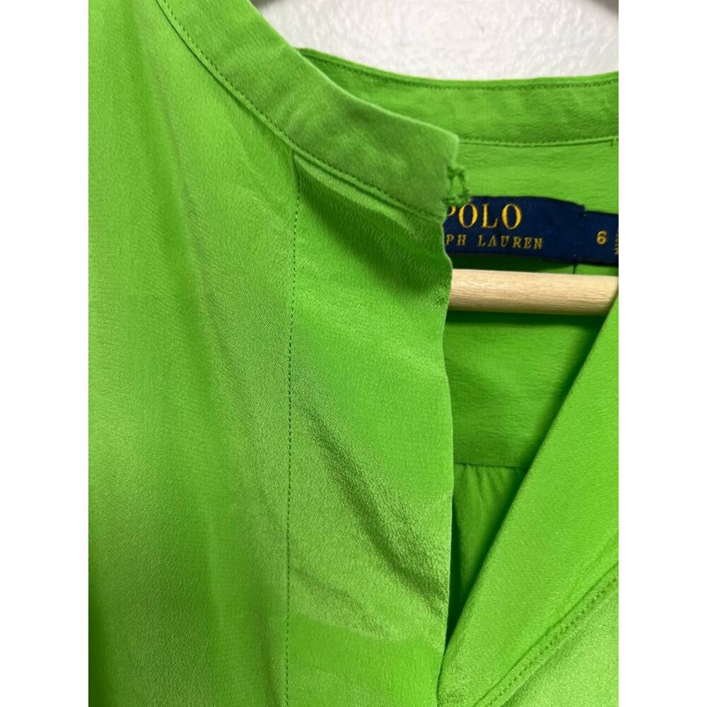 Polo Ralph Lauren Women Silk Blouse Y2K boho top light Green Size 6 A000699 - Picture 8 of 10